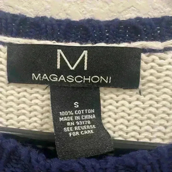 MAGASCHONI | Navy White Striped Sweater | Sz S | 100% cotton in EUC - Picture 2 of 4